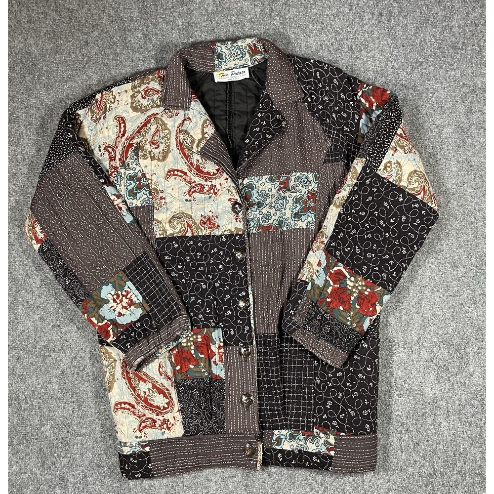 Two Potato‎ Laguna Beach Quilted Patchwork Jacket Women's Size M/L Made in USA